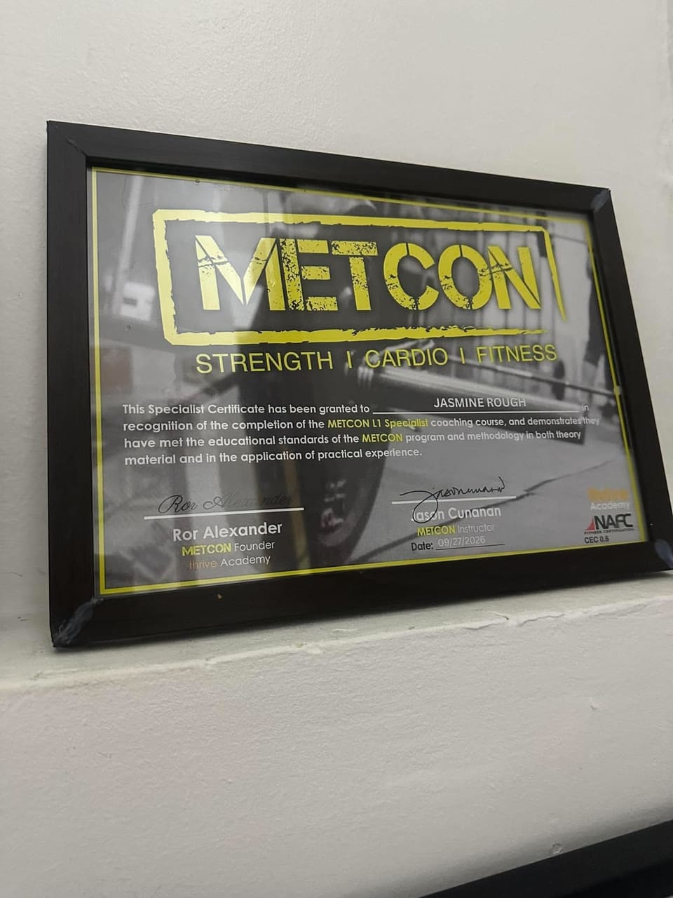 METCON L1 Specialist certificate